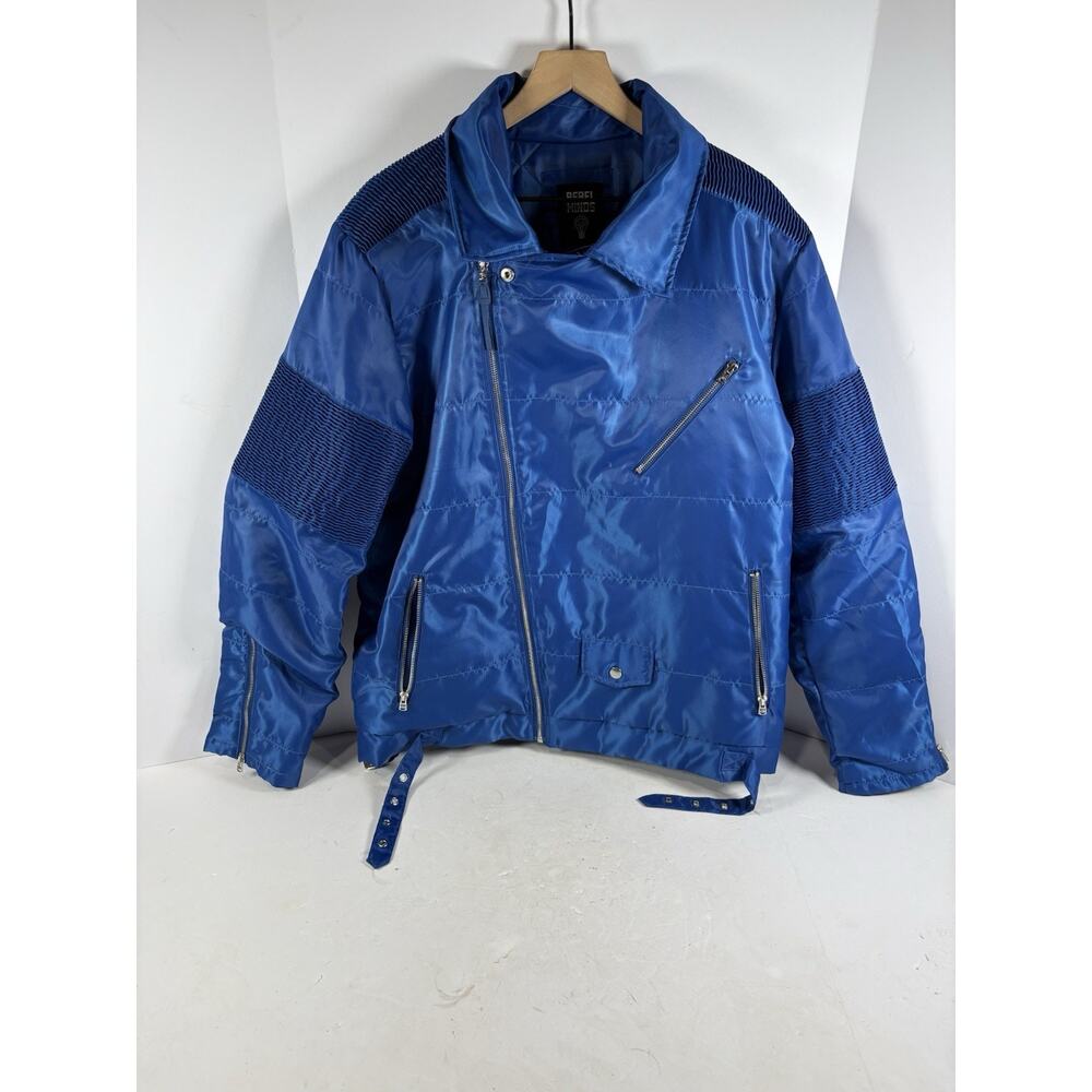 Rebel Minds Blue Moto Jacket XL Men’s Zip Biker Style Lightweight Coat